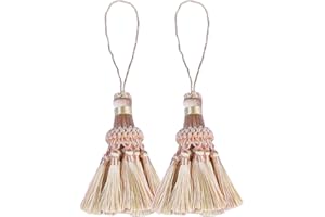 BEL AVENIR Elegant Polyester Tassel Handmade Colorful Craft Tassels Charms for Key Chain Straps DIY Accessories (Pink, 2 Pack)