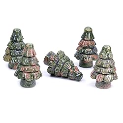 Keleny Natural Green Unakite Carved Decor Tree