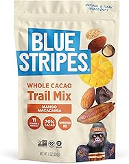 Blue Stripes - Trail Mix, 70% Chocolate Chips, Almonds, Macadamia Nuts, Mango, Healthy Snacks for Adults, Whole 70% Cacao, Wi