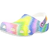 Crocs Unisex Classic Tie Clogs, White/Multi Spray Dye, 3 US Men