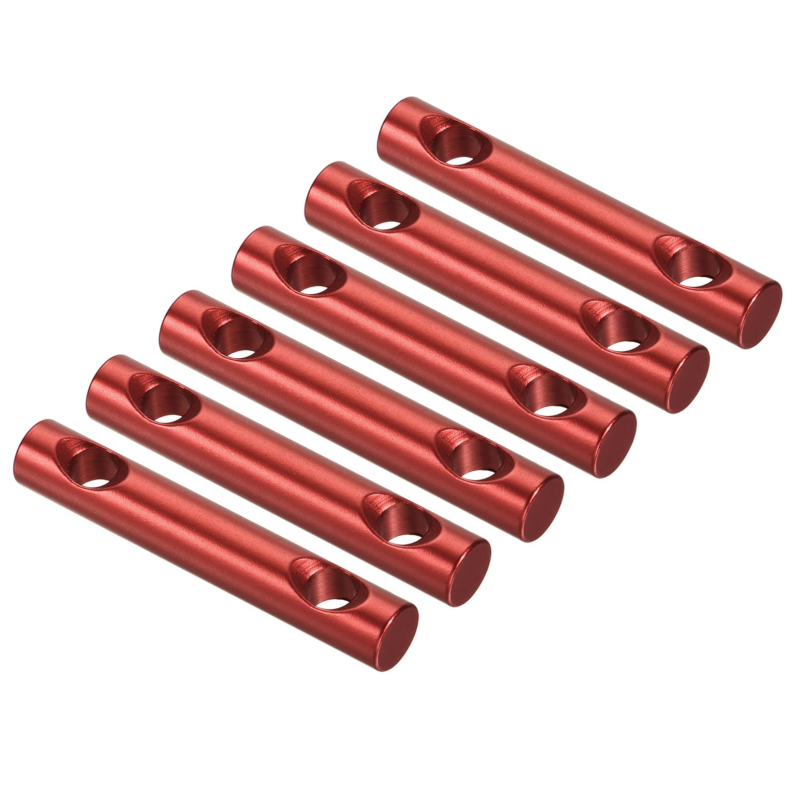 M METERXITY 6 Pack Aluminum Alloy Tent Tensioners - 2 Holes Guyline Cord Adjuster Camping Supplies, Apply to Camping Hiking Traveling (60mm, Red)