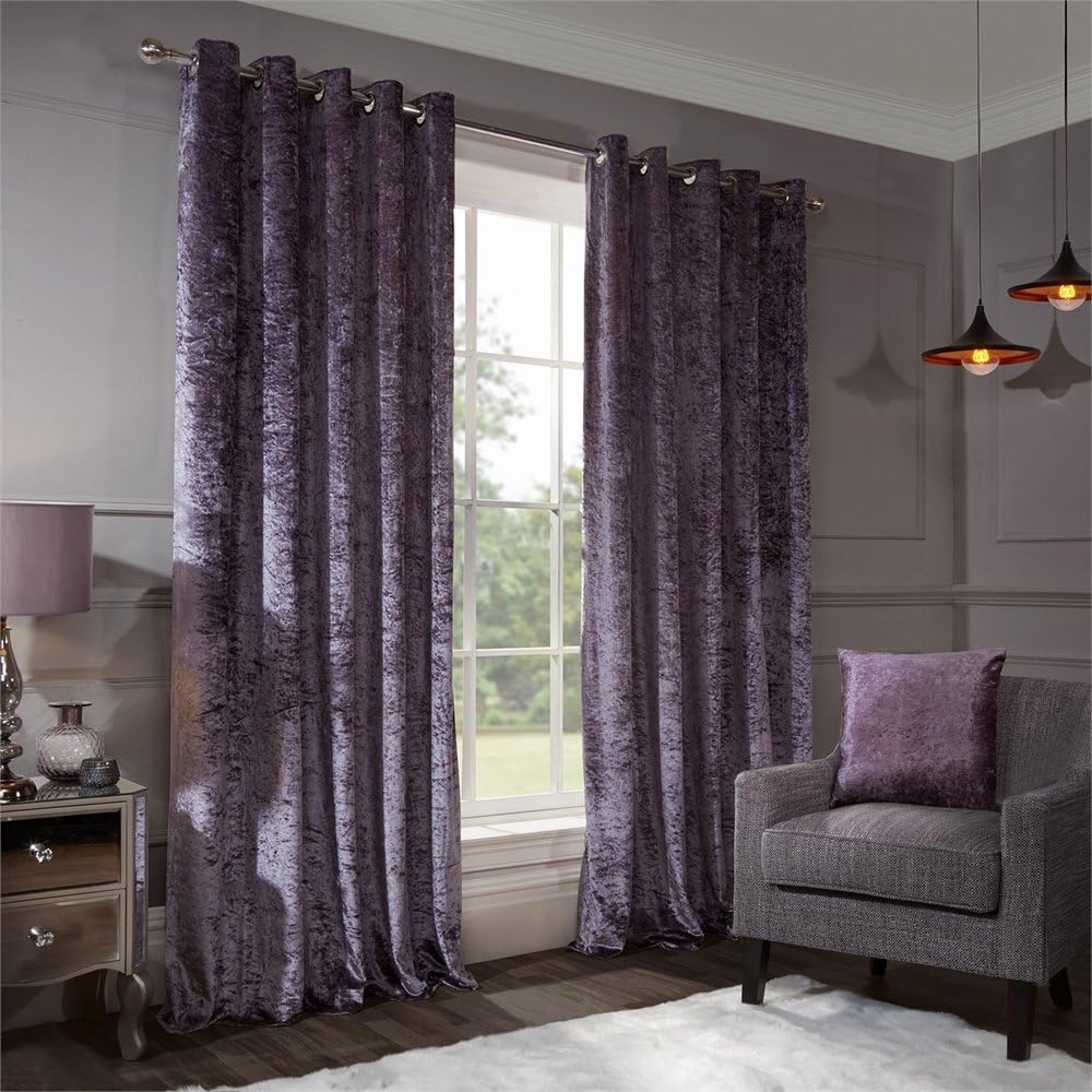 Julian Charles Splendour Mauve Crushed Velvet Luxury Eyelet Curtains