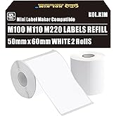 M110 Thermal Labels, Waterproof Oliproof Jar Food Containers 2" x 2-1/3" Pantry Kitchen Label for Phomemo Print Master M100 M110 M220 M120 M221 CLABEL 221B Labels Refill 50x60mm White 2 Rolls