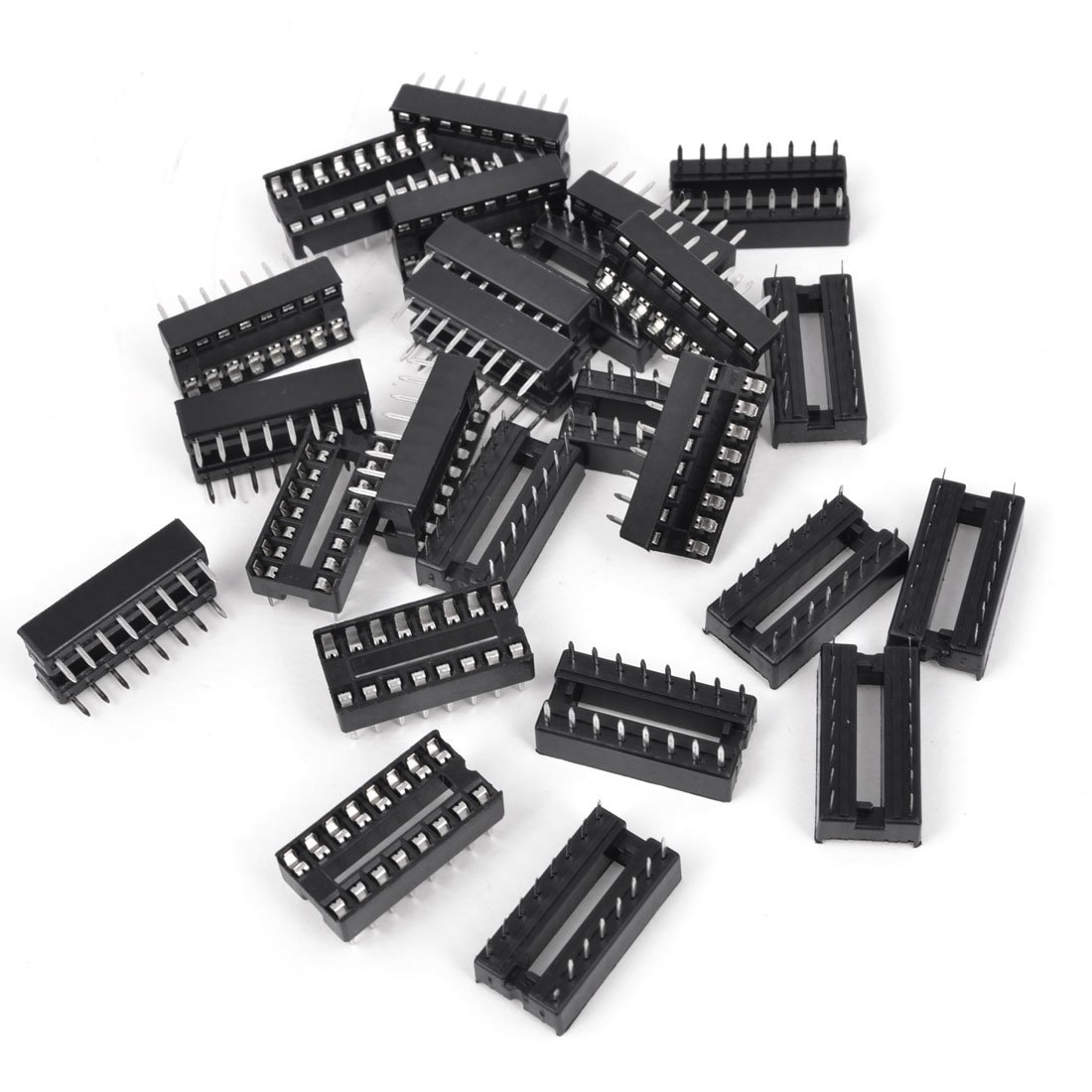 sourcing map 2.54mm Pitch 16 Pins DIP Soldering IC Socket PCB Board Adapter 25 Pcs