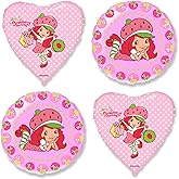 Strawberry Shortcake Party Balloons - Set Of 4 Girls Birthday Balloon Decorations In Two Pink Styles For A Special Straw Berry Short Cake Centerpiece Bouquet