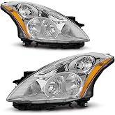 ADCARLIGHTS Compatible with Nissan Altima 2010-2012 4Door Sedan Headlights Assembly Chrome Housing Amber Reflector Replacement Left And Right（Compatible with Halogen Headlights Models Only）（W/O Bulbs）