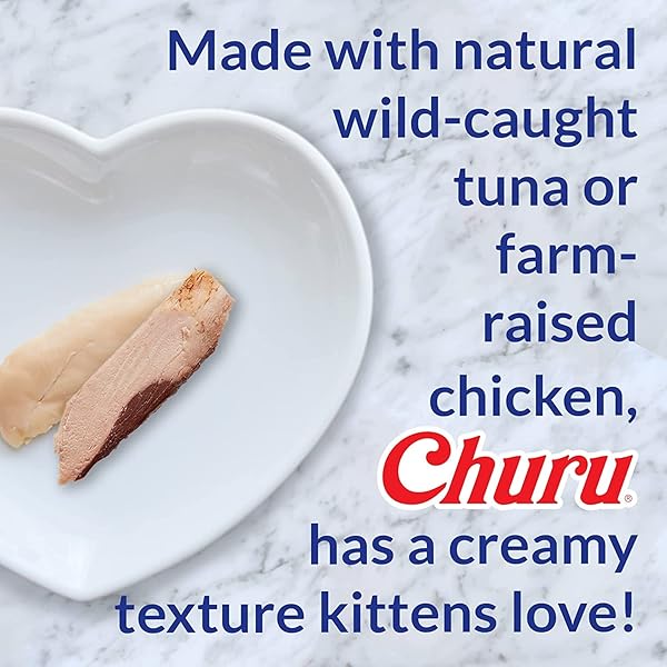 INABA CHURU FOR KITTENS, GRAIN-FREE CREAMY, PURÉE LICKABLE CAT TREATS WITH DHA, EPA, VITAMIN E & TAURINE, 0.5 OUNCES EACH, 4 TUBES (1 PACK), TUNA RECIPE