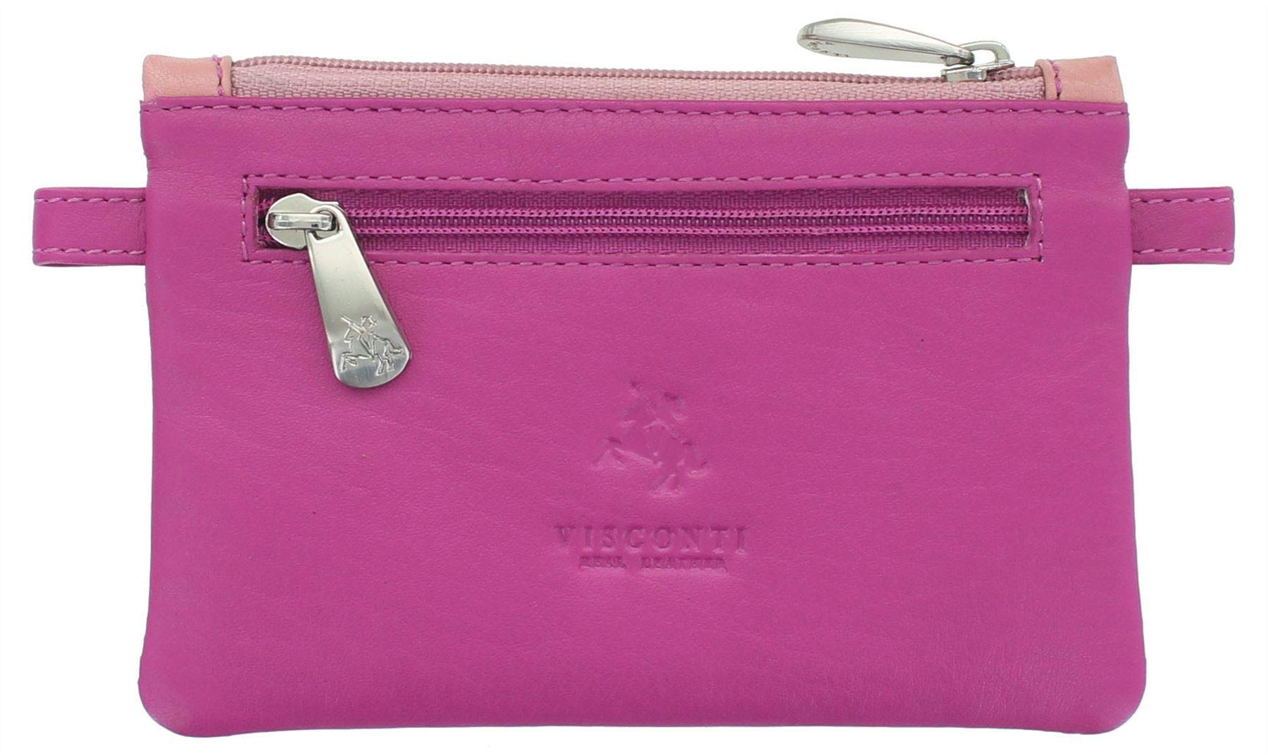 Visconti Leather Zip Top Cora Coin Purse with Keyring CP2a Berry Multi