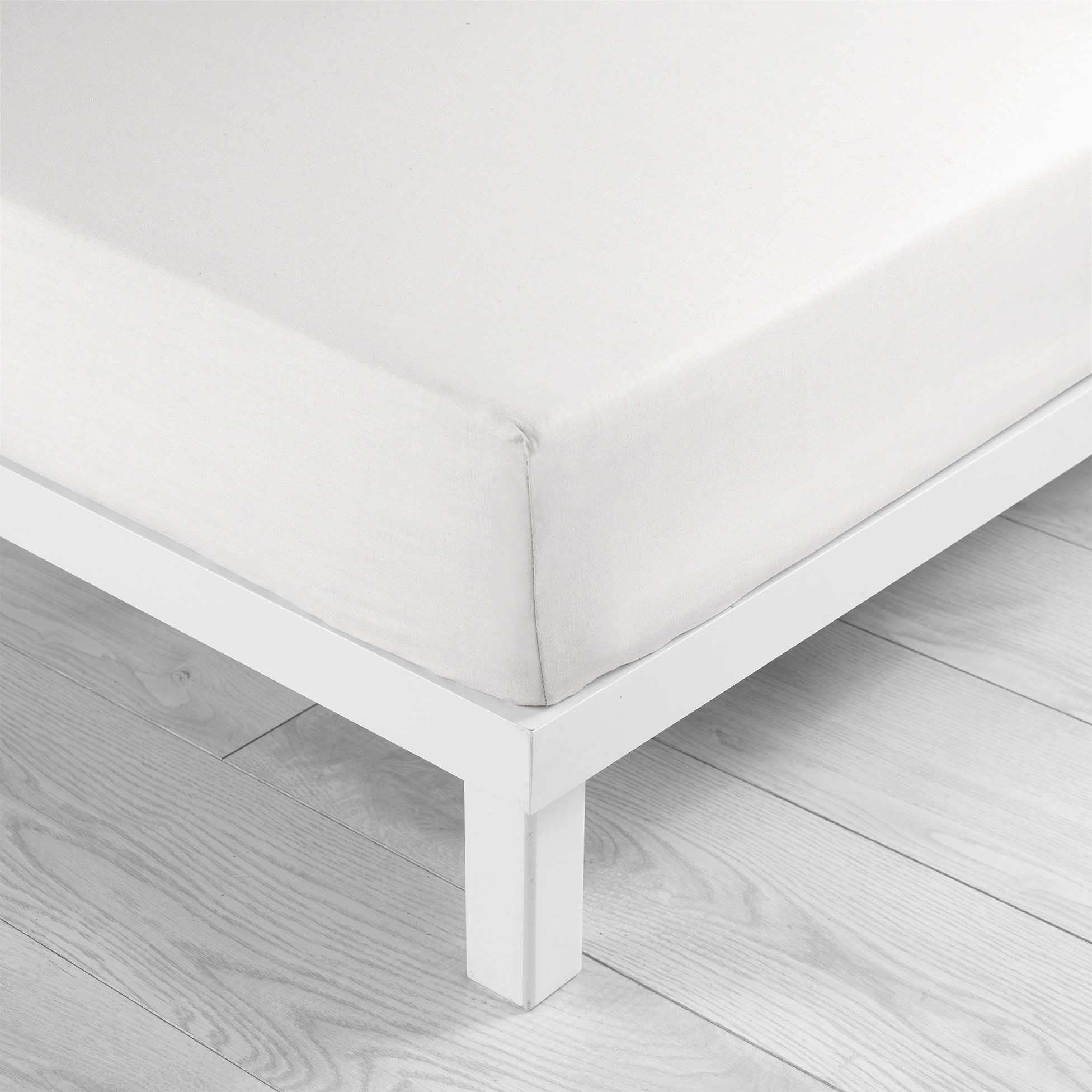 douceur d'intérieur, Fitted Sheet (160 x 200 cm) Lina White, 100% Cotton