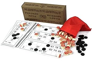 Russian Lotto Board Game Set – Classic Party Game for Adults, «Jeu de Société Classique» – Wooden Barrels, 24 Cards & Pouchr