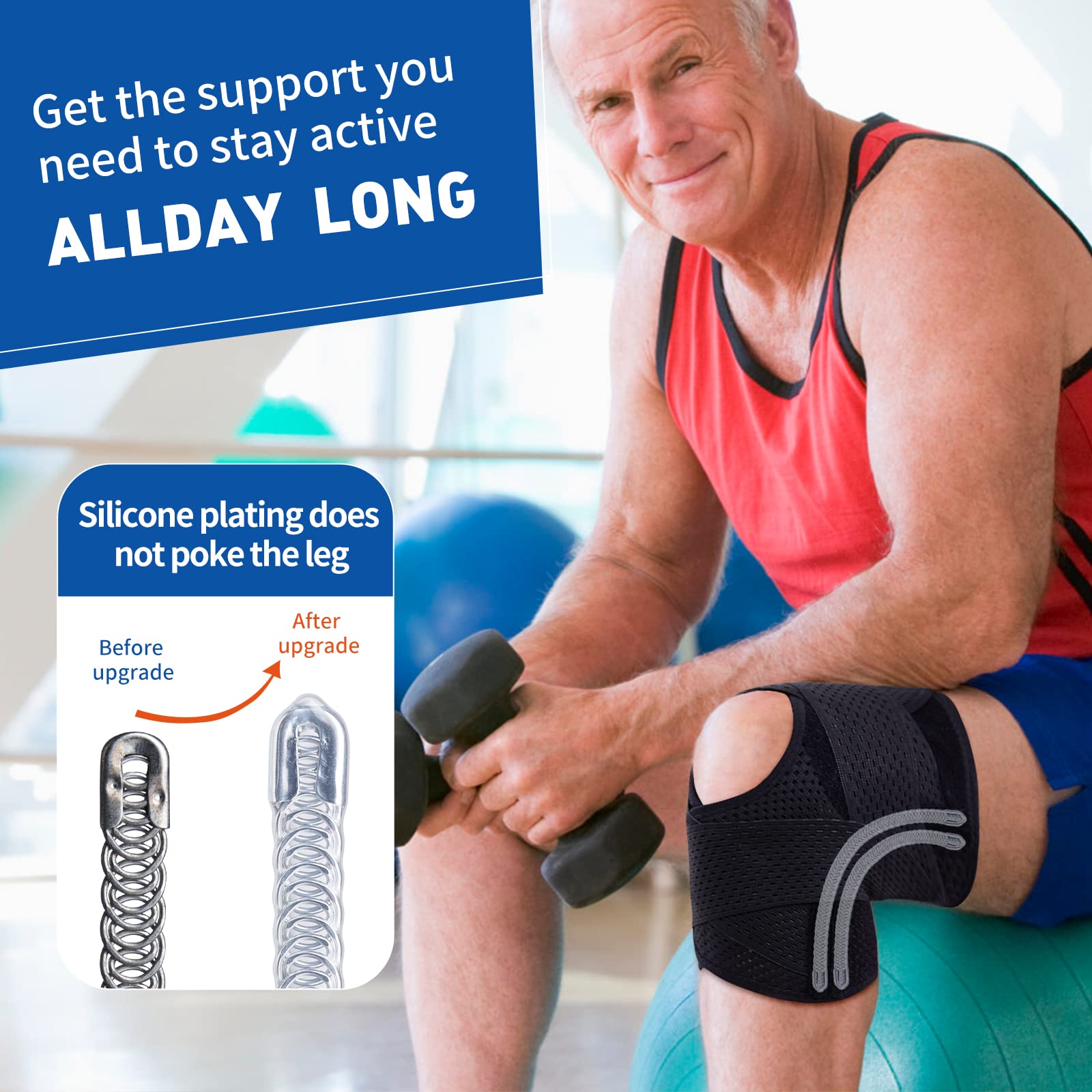 Galvaran Professional Knee Brace for Women & Men Breathable Knee Support with Side Stabilizers, Adjustable knee brace for Meniscus Tear, ACL, MCL Arthritis Knee Pain Relief,Injury Recovery