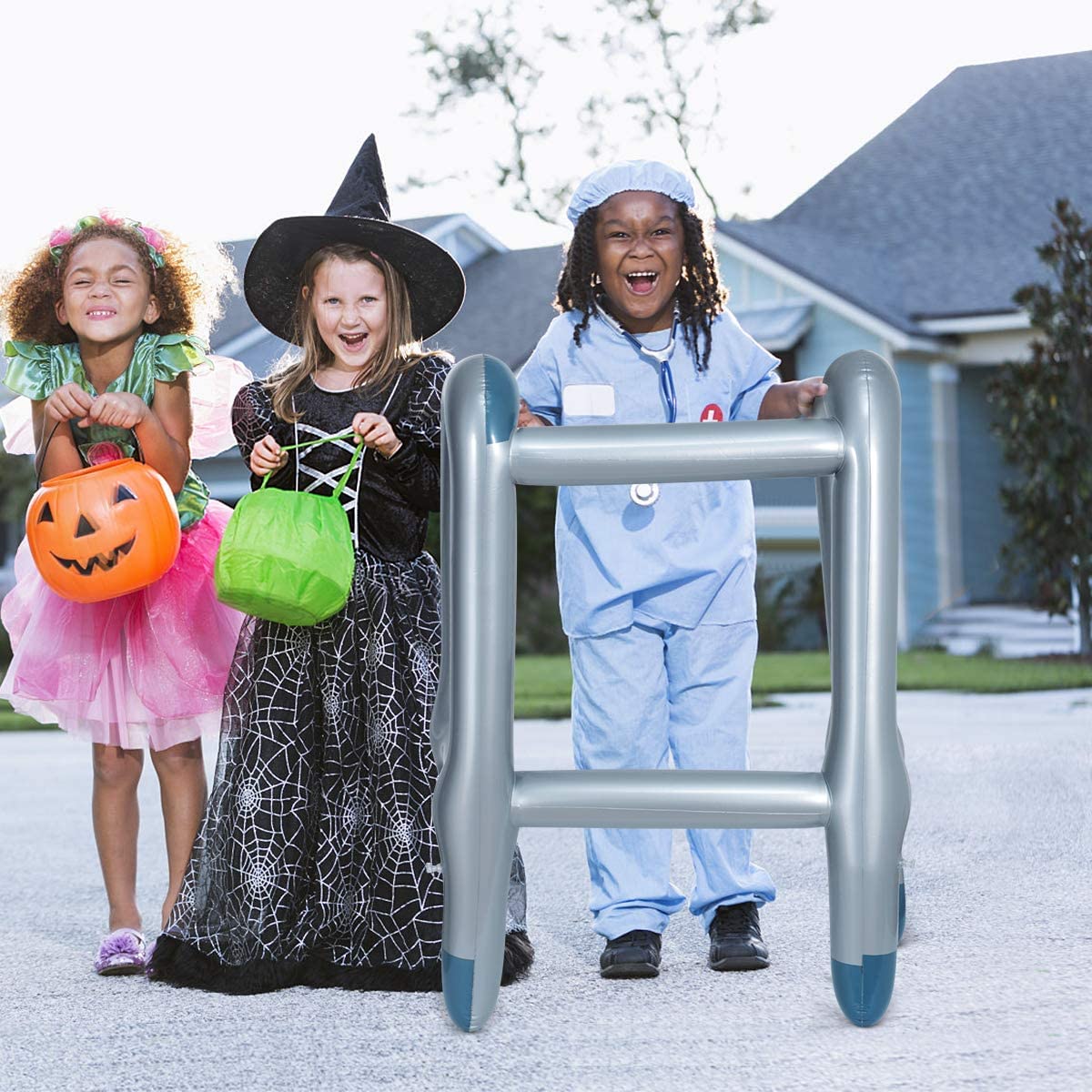 Inflatable Blow Up Zimmer Frame For Jokes And Dress Up - Gifts Presents or Fancy Dress Party Wear Accessory, Grey - Silver, 4-5 years