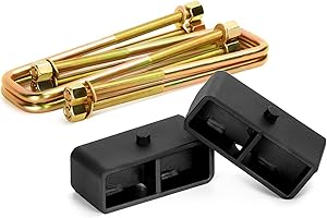 KSP 2" Rear Lift Kits for Silverado Sierra 1500 2007-2024, 2pcs Lift Block with 4pcs Extended Square U Bolts Rear Lift Sets C