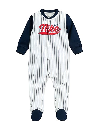 Buy Nike Infant Toddler Printed Footed Coverall White 56f576 7 Navy 9 Months At Amazon In
