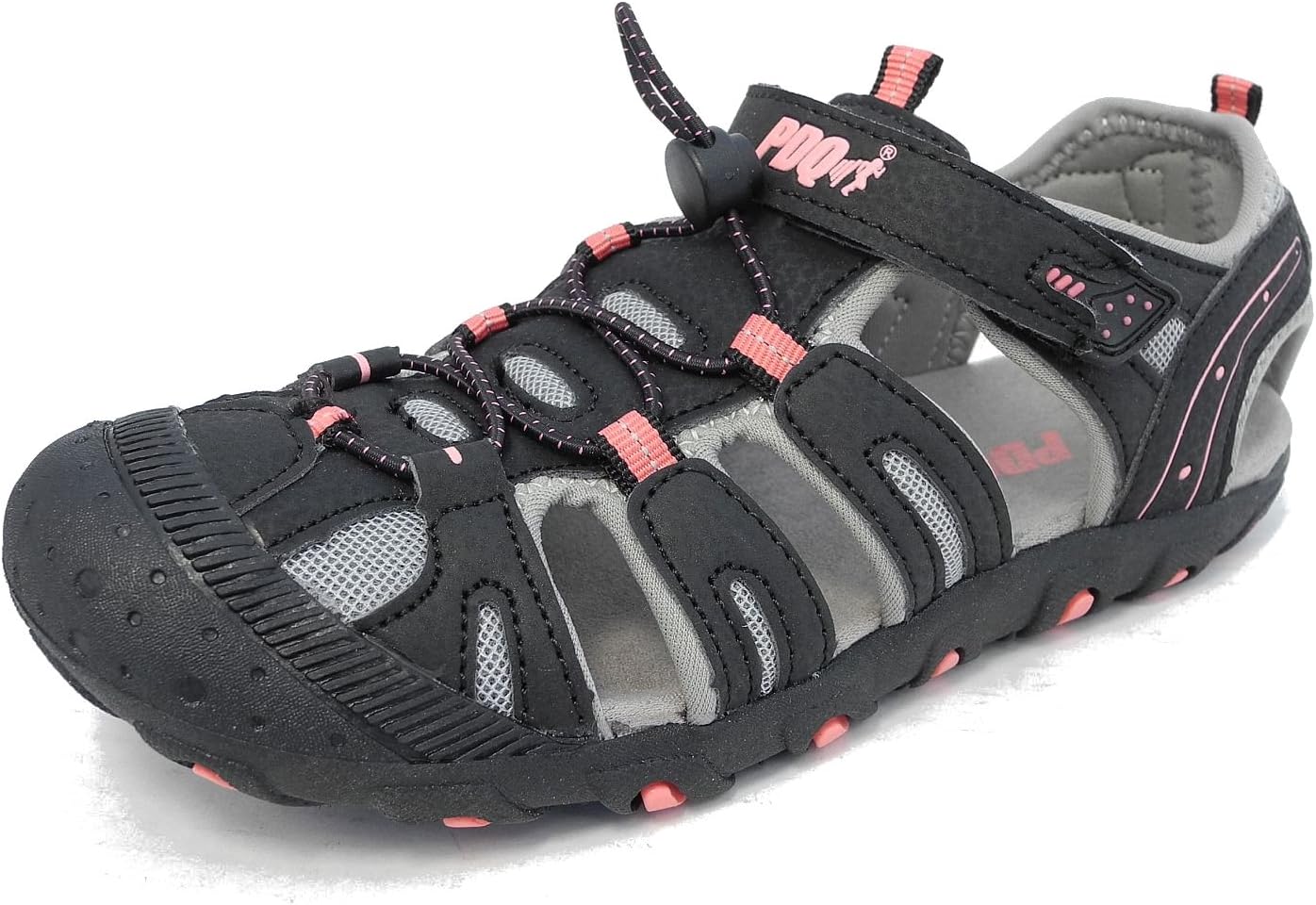 PDQ Girls Sports Hiking Closed Toe Trail Sandals Black Pink Size 11 12 13 1 2 3