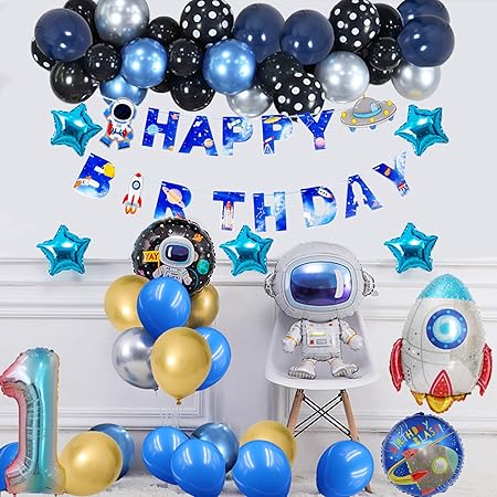 Amazon 男の子誕生日 飾り付け1歳 誕生日 飾り付け 男の子 お 子供の誕生日パーティー 誕生日 風船happybirthday宇宙テーマロケット宇宙飛行士の風船 男の子の誕生日用品を飾ります誕生日 バルーンdiy惑星風船で宇宙党のバルーン装飾 風船 バルーン おもちゃ