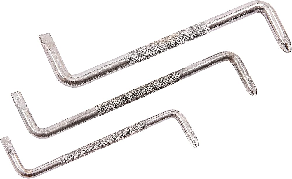 Amtech L3700 3 Piece Offset Screwdriver Set Chrome Carbon Steel Slotted Philips