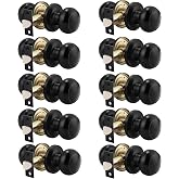 Probrico (10 Pack Round Passage Door Knob(Non-Locking Knobs), Keyless Doorknobs Interior/Exterior Door Lockset,Passage Knobs for Hallway/Closet,Black Finish Modern Design Door Hardware