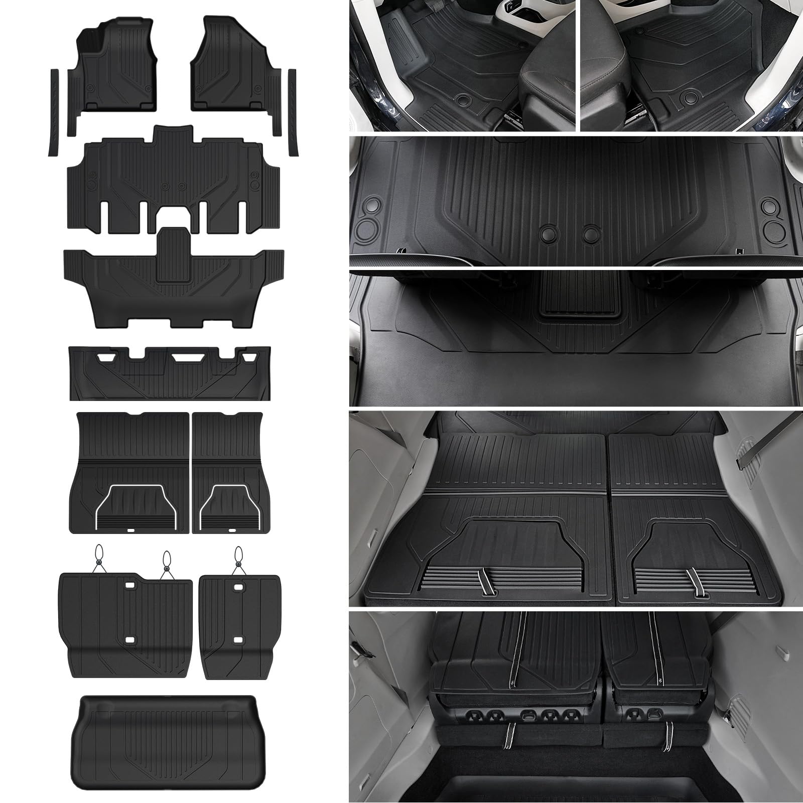 Photo 1 of JOULARISE Floor Mats Set for Chrysler Pacifica 2017-2025 2026 7/8 Seats(Only Gas), Fit Voyager 2020-2025, All Weather TPE Backrest Mat Cargo Liner Accessories for Pacifica Touring Series & Select