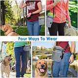 Lanktoo Dog Treat Pouch Bag with Poop Bag Holder Waterproof Gray Green view 6