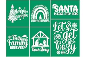 JAJADO Self-Adhesive Screen Print Transfers Reusable Silk Screen Stencil Chalk Paint Stencils Xmas Plaque Sign Buffalo Plaid Christmas Stencil for Painting on Wood, T-Shirt, Card, Cup, Glass, Home Decor