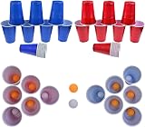 Faburo 60Pack Red Blue 16 oz Plastic Cups + 10 Ping Pong Balls 10 Dice view 3