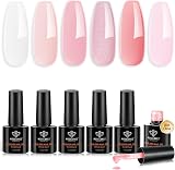Modelones Builder Gel 6 Colors 8-in-ONE Pink Clear Nail Builder Gel Set