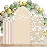 3 Pcs Mexican Arch Backdrop Cover 4Ft 5Ft 6Ft Beige Backdrop Double-Sided Arch Stand Covers Photo Background for Talavera Baby Shower Wedding Birthday Fiesta Party Decoration