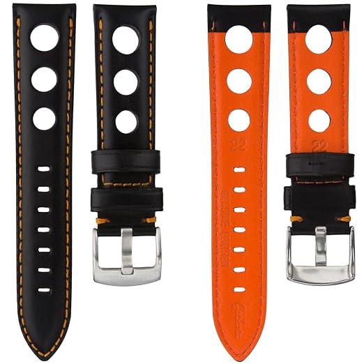 Opinioni per Cinturino orologio Geckota® Vera pelle Rally Nero,