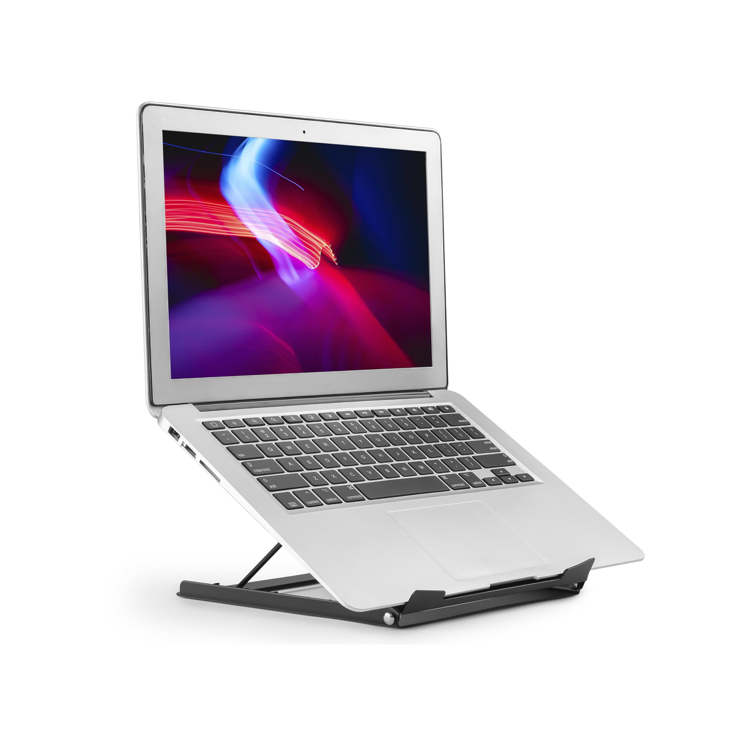 Properav Steel Portable Ergonomic Laptop Stand for Windows & Mac devices such as Dell, Toshiba, HP, Samsung, MacBook, Lenovo with Secure Fit Pads - Black