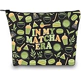 VAMSII Matcha Lover Gift Matcha Era Makeup Bag Tea Lover Cosmetic Bag Matcha Merch (Matcha Era M)