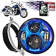 SLK-Customs VTX 5 3/4" LED Headlight Kit with Bracket and Hardware - Plug and Play Daymaker - Compatible with Honda VTX non F models (Blue)