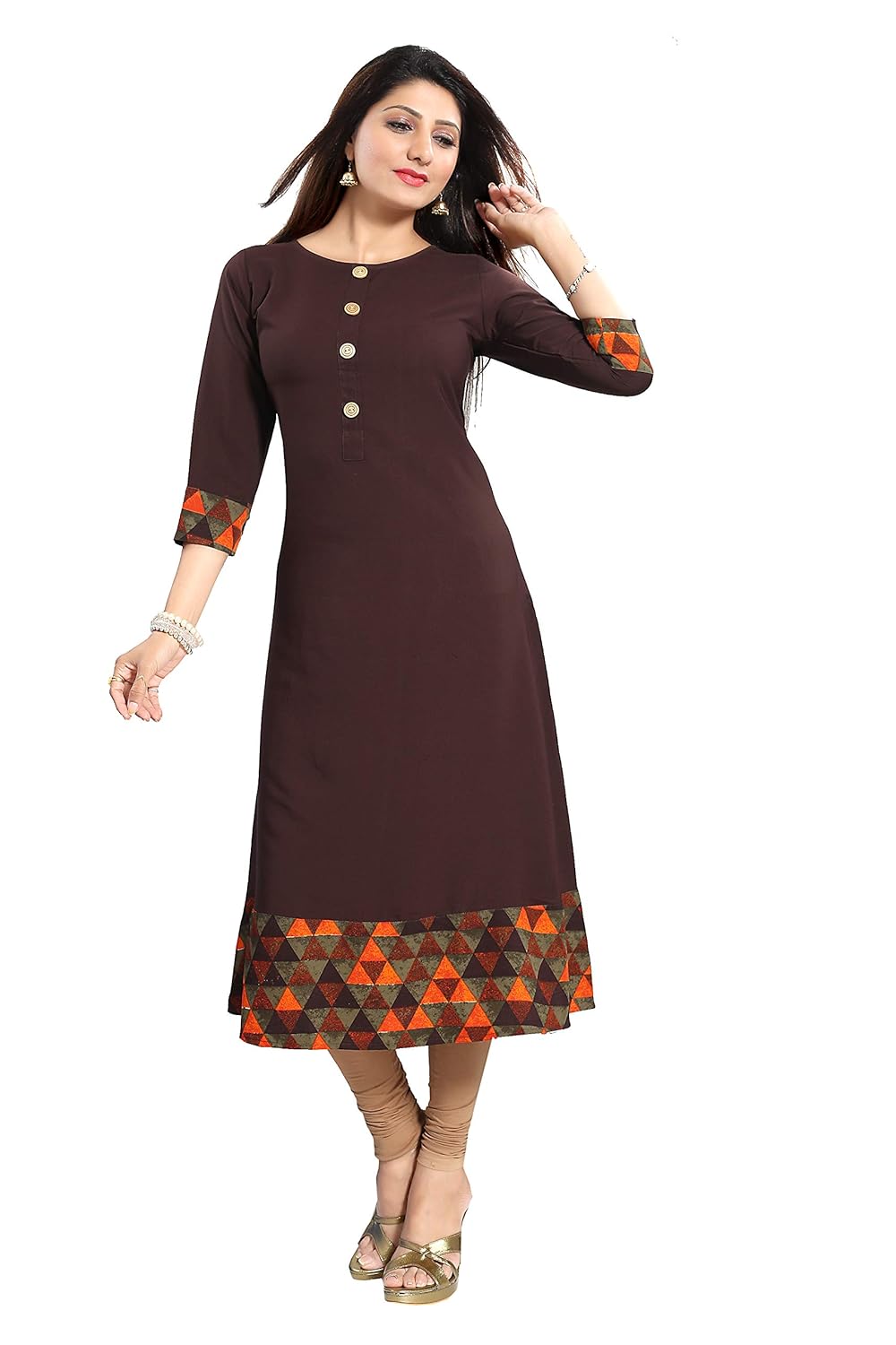 alc creations women's faux crepe a-line kurti