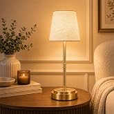 Rechargeable Cordless Table Lamp, Battery Operated Bedside Lamp, Gold | 6000mAh, 4H charge, 12-36H runtime, 2500K warm light, touch dimming