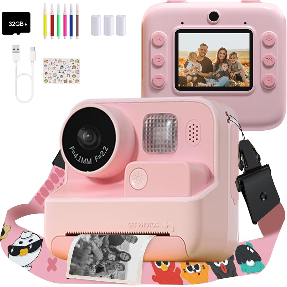 mafiti Kids Camera Instant Print 48MP Zero Ink 32GB Pink