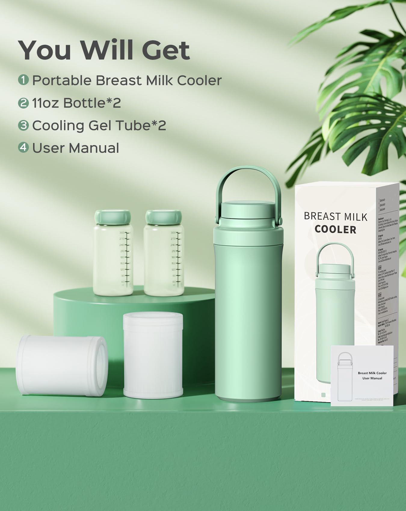 Xaproo 22oz Breast Milk Cooler Bottle, Breastmilk Cooler with 360° Cooling for 24 Hours, Portable Milk Chiller for Breastmilk with 2pcs Baby Bottles, Breast Milk Storage Bags for Baby, BPA-Free