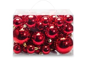 AMS Christmas Ball Plating Ornaments Tree Collection for Holiday Parties Decoration (Red, 40ct Brilliance)