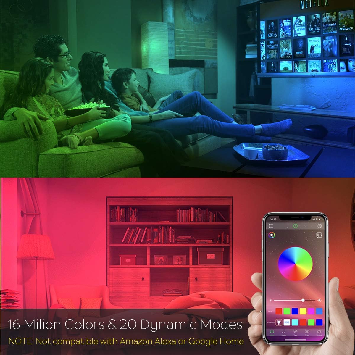 iLC Colour Changing LED Light Bulb B22 10W RGBW Controlled by APP, Sync to Music, Dimmable Multi-Color 60 Watt Equivalent - Image 3