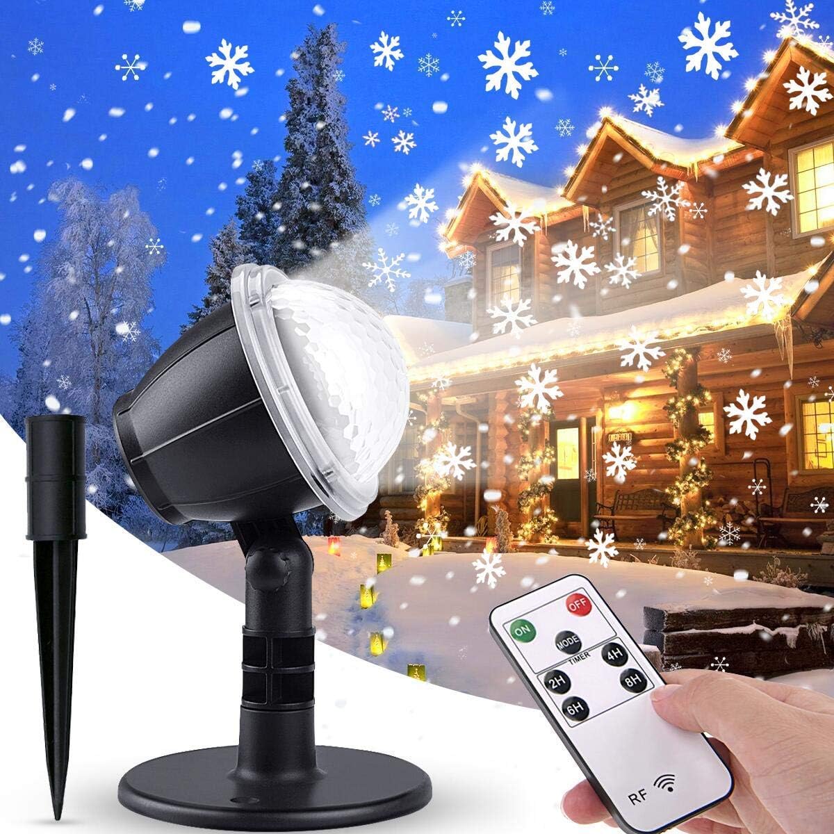 IREGRO Projector Lights Christmas,Snowflake Lights Remote Control Snowfall Lamps Waterproof Decoration Spotlights for Indoor Outdoor Garden Lawn House Wedding Party Decor Festival Landscape Projector