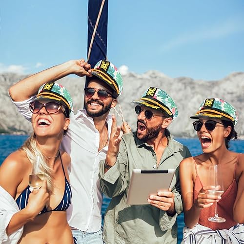 thumbnail image 2 of Authentic Yacht Captain Hat Jarbins 2-Piece Yacht Captain Hat - Adjustable Navy Sailor Costume Hat For Parties Navy Costume Hat 2 of 14