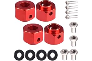 AIMROCK Aluminum 12mm Hex Extended Wheel Hubs 8mm Offset Spacers for 1/10 TRX4 TRX6 RC Crawler Truck (Red, 8mm)