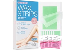 GREBIKE 60PCS Wax Strips for Hair Removal - 40 Body & 20 Facial Hair Removal for Women - Waxing Kit for Women, Face, Body, Arms, Legs, Chest, Back, Bikini/Brazilian Waxing Strips & 4Calming Oil Wipes