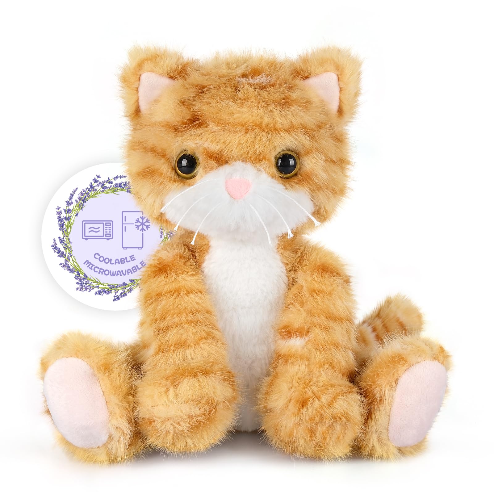 Photo 1 of SuzziPals Heatable & Coolable Orange Cat Stuffed Animal, Cat Heating Pad Microwavable for Soothing & Relaxation, Lavender Scented Orange Cat Plush Toy for Stress Relief, Stuffed Cat Toys for Kids