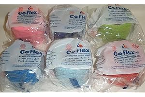 COFLEX Andover CO-Flex NL 2"x5Yds Color 6-Pack Cohesive Flexible Elastic Latex Free Bandage Compression Self Adherent Wrap Bright Neon Purple Yellow Blue for Children Animals Pets Cats Dogs Horses 5200CP