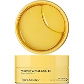 TEREZ & HONOR Vitamin C Eye Patches - 60 Pcs Korean Brightening & Hydrating Under Eye Masks with Tranexamic Acid, Hyaluronic Acid - Dark Circles, Puffiness & Wrinkle Hydrogel Pads, Vegan, No Fragrance