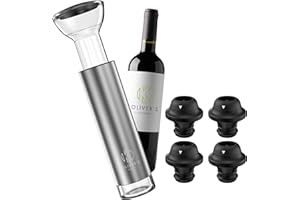 Oliver's Kitchen ® Premium Wine Saver - Vacuum Pump with 4X Wine Stoppers - Wine Stopper Keeps Wine Fresher for Longer - Wine