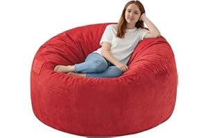 SIMFLAG 4Ft Bean Bag Chair, Memory Foam Filling Bean Bag Chairs with Velvet Cover, Removable and Machine Washable Cover, Gian