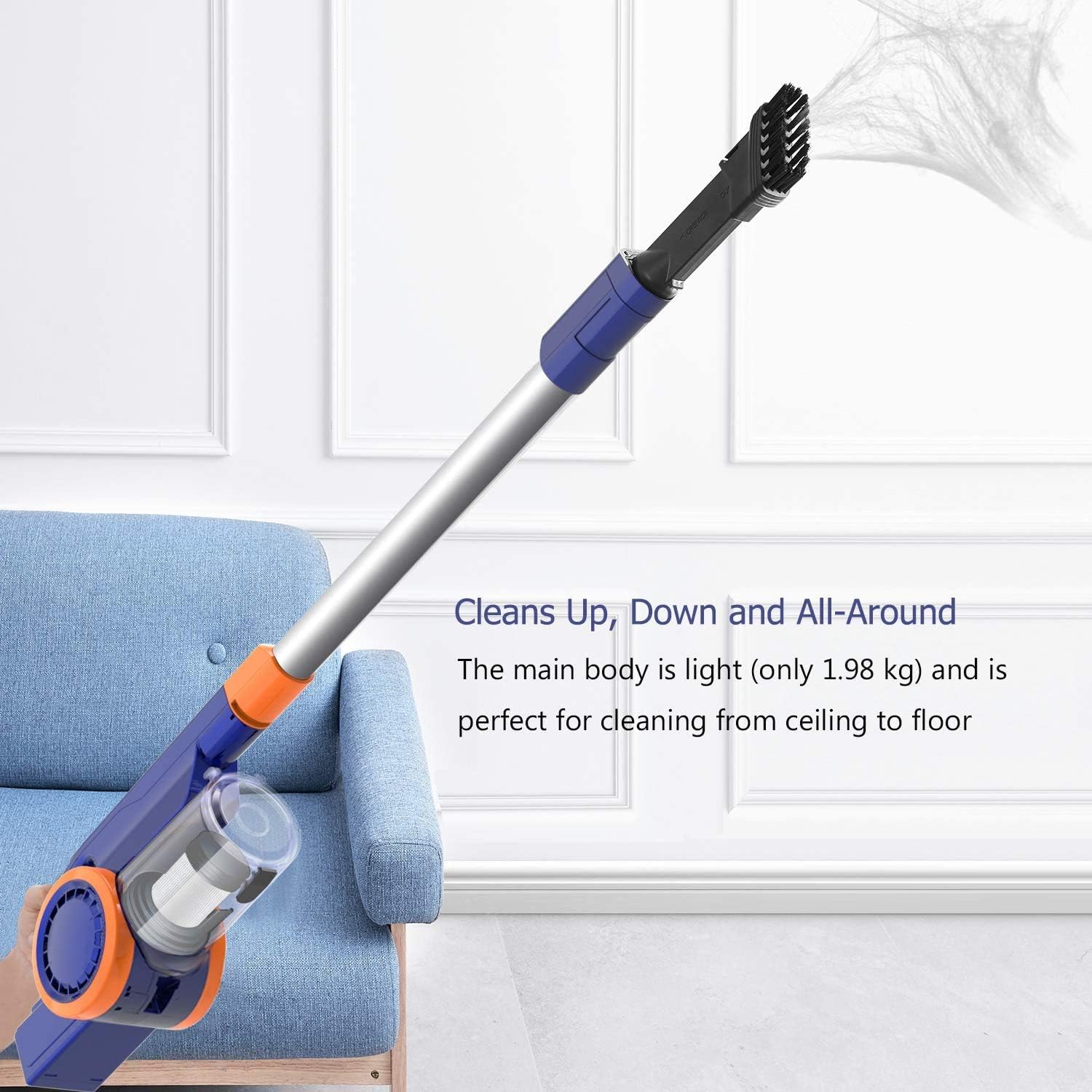 ORFELD Cordless Stick Vacuum Cleaner, Lightweight, Powerful Suction, Rechargeable Battery, 4 in 1 Vacuum Cleaner, Up to 50 Minutes Runtime, with Dual Digital Motor for Deep Clean Whole House, EV679: Home & Kitchen