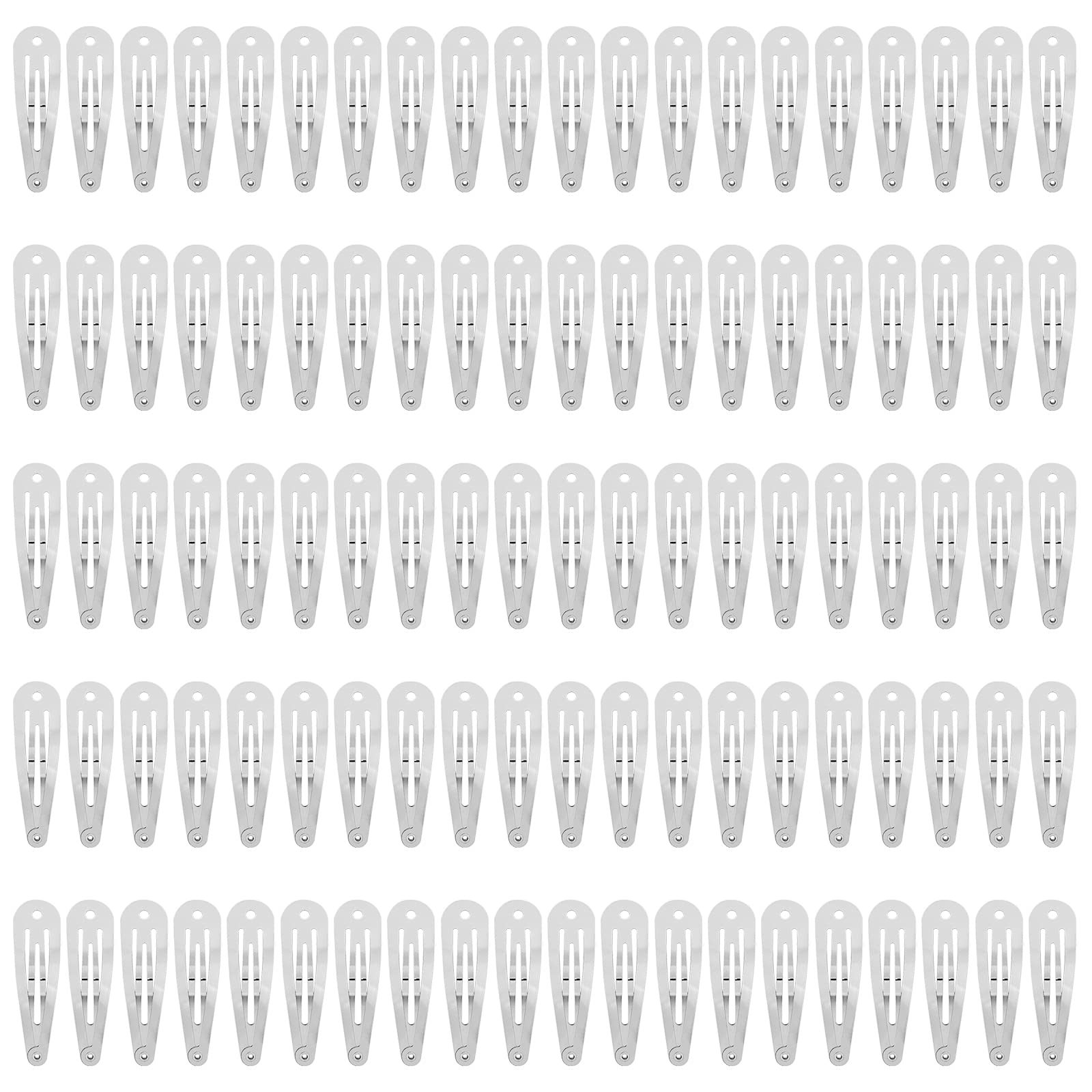 100 Pack Bulk 2 Inch 5 CM Small Metal Snap Hair Clips With Hole Silver Barrettes Hairpins Clips Thin Fine Bang Hair Holder Craft DIY Hair Accessories for Women Girl Kids Toddlers Baby