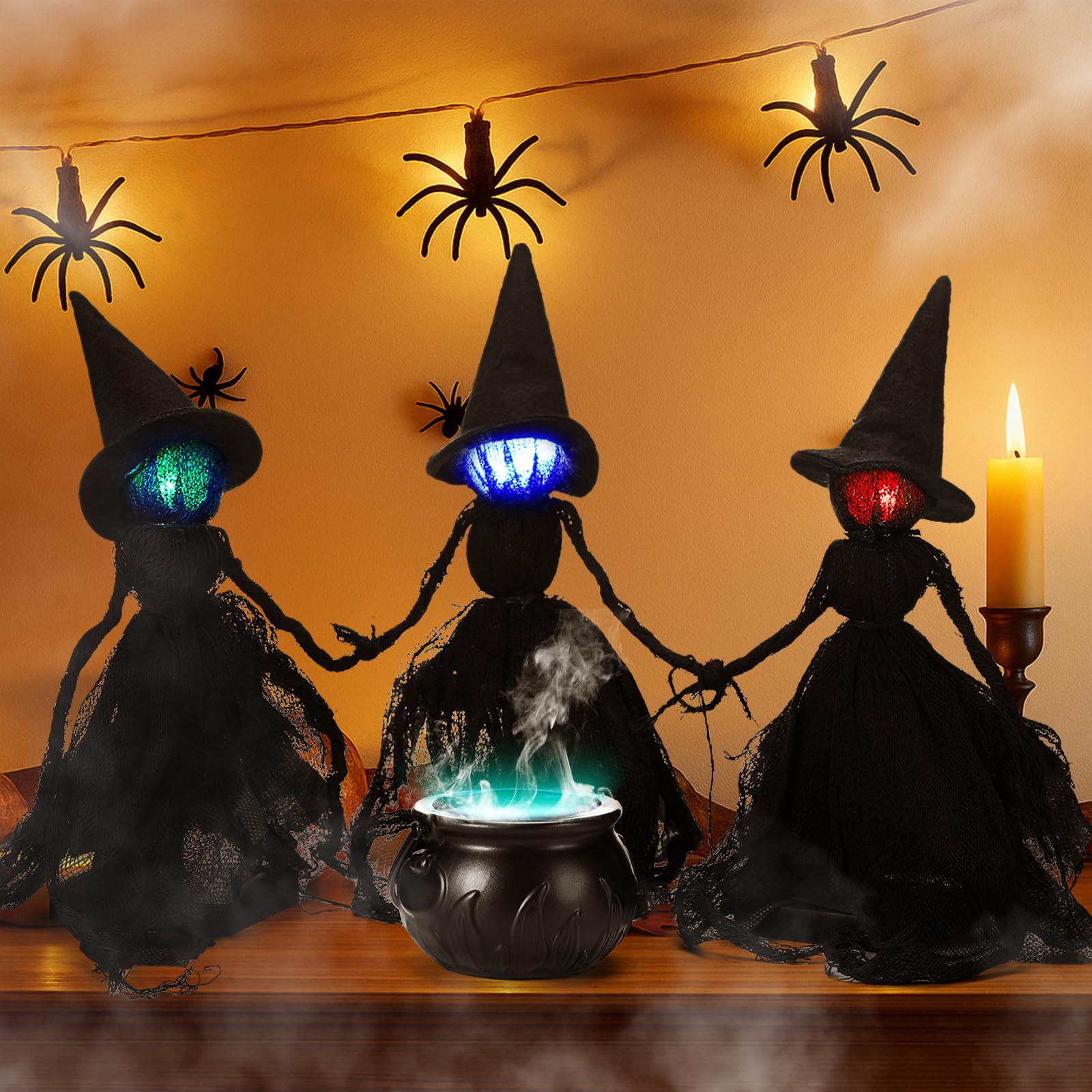 Photo 1 of *Missing Parts*
Amyhill Halloween Witches Decorations Indoor with Cauldron Light up Witches Holding Hands Table Centerpieces Scary Screaming Glowing Face for Halloween Tiered Tray Decor Shelf Fireplace